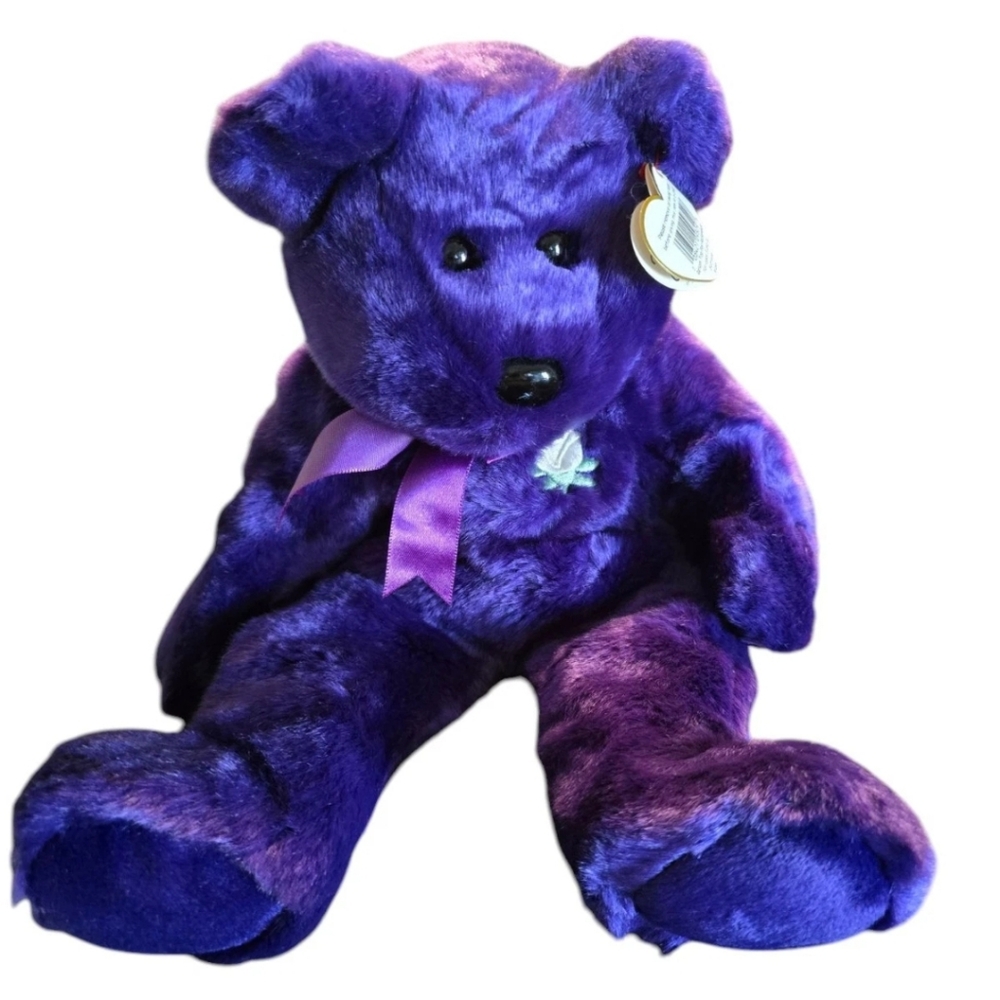 1998 TY Beanie Baby Large Purple Bear Diana 13"